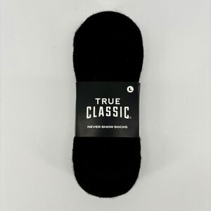 True Classic Black Never Show Socks Men's Large 3 Pairs Soft Premium No Show NWT